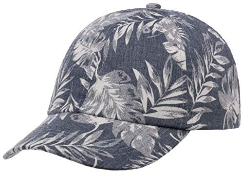 Lipodo Leaves Kindercap Jungen/Mädchen - Basecap mit Baumwolle - One Size Kindergröße (ca. 49-56 cm) - Waschbar bis 30 Grad - Baseballmütze mit Tropenprint - Kappe Frühjahr/Sommer dunkelblau One Size