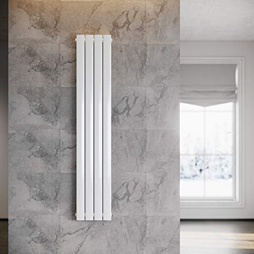 ELEGANT Heizkörper Flach Vertikal Weiß 1600x308mm Design Paneelheizkörper Doppellagig Flachheizkörper Mittelanschluss Heizung