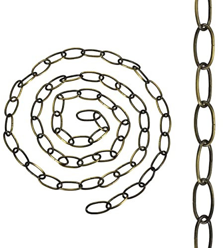 LEDSone Vintage Style Metal Chain – 100cm Iron Thread with 10x15mm Links Both-End Carabiners for Pendant Hanging, Safety Barriers, and Outdoor, Indoor & Garden Décor
