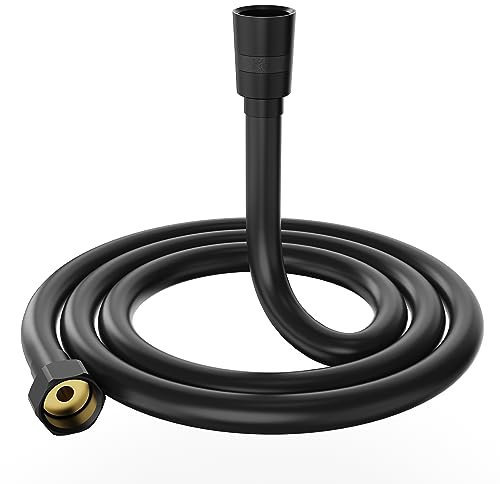 Flessibili doccia Tubo Doccia nero in PVC 1.5M,YUANNY Tubo Doccia da Anti Torsione con Protezione Antipiega,Attacco Universale G1/2