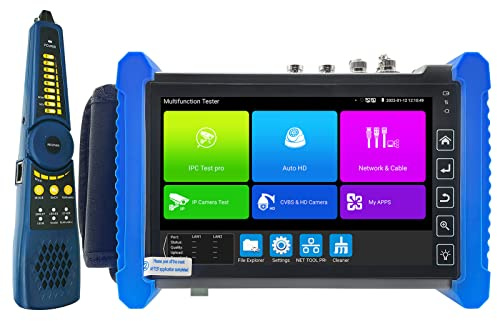 Rsrteng CCTV Tester,IPC-7600COVTADHS Plus 8K 32MP IP Camera Tester with Cable Tracer 4K 8MP AHD CVI TVI SDI CVBS Test Full Features 7” Touch Screen Monitor Support OPM VFL TDR HDMI VGA WiFi Audio POE