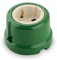 Amarcords - Toma schuko en by-pass de porcelana 10/16 amperios. Enchufe bivalente vintage en cerámica de color VERDE