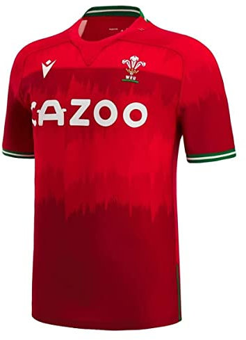 Macron Unisex Welsh Rugby 2022/23 Home Pathway Body Fit Match Shirt, rot, S