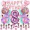Themenpartydekorationen Set 58 pcs, luftballons, Cupcake Topper, Nummer 8 Ballon, Alles Gute zum Geburtstag Banner, Geburtstag Deko Kindergeburtstag