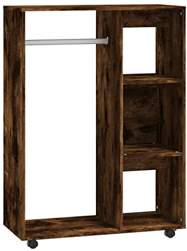 vidaXL Kleiderschrank, Kleiderständer mit viel Stauraum, Garderobe mit Rollen, Garderobenständer Garderobenschrank, Räuchereiche Holzwerkstoff