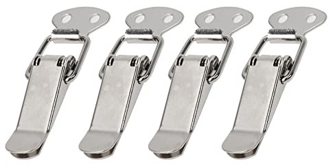 4 Stück 55mm Edelstahl Kippverschluss Haspe Knebelklemme mit Feder für Koffer, Werkzeugkasten, Schublade, Schrank, Brustkoffer(Ohne Schloss)