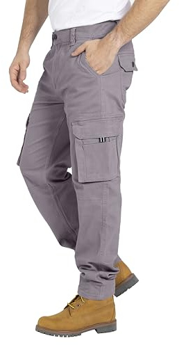 BlauerHafen Herren Cargo Hose, Gerade geschnittene Stretch Schwerlast mit 12 Taschen Freizeithose, Combat Arbeitshose, Relaxed Fit Cargo-Hose Größen 32W–44W
