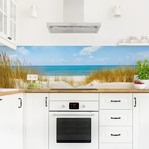Bilderwelten Küchenrückwand Folie Glänzend 70x245 cm Strand an der Nordsee Spritzschutz Fliesenspiegel Küche-Rückwand Motiv Klebefolie
