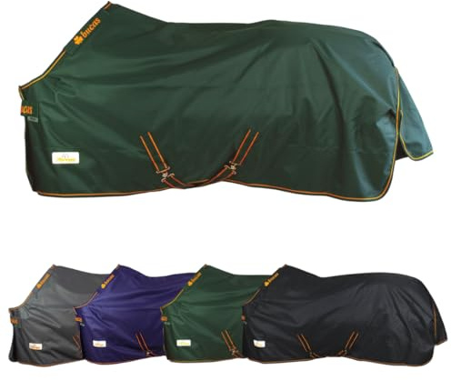 Marengos by Bucas - Winterdecke 1200D Irish Turnout | atmungsaktive & wasserdichte Outdoordecke mit Innenfutter & Kreuzbegurtung | Grün/Orange in Größe 165cm (50g/m² Füllung)