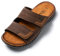 JOMIX Sandales Homme en Cuir Chaussures de Plage Tongs Hommes Chaussons d'été Confortables pour Maison Piscine Mer Douche (Marron, 44)