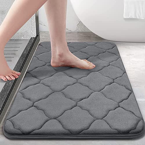 Homaxy Memory Foam Badezimmerteppich rutschfest Badematte Weich Badteppich Saugfähige Badvorleger Waschbar Pflegeleichte Duschvorleger - 40 x 60 cm, Dunkelgrau