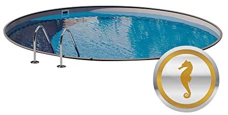 Rundpool EINGELASSEN - Umfangreiches Komplettset - Hochwertiges Stahlwand Schwimmbecken in Anthrazit - Sondermodell Milano Grigio inkl. Wärmepumpe Sandfilter Leiter Vlies Skimmer (Ø 3,00 x 1,20 m)