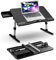 Homesbrand Laptop Bed Table, Laptop Desk Bed Tray with Storage Drawer, Height&Angle Adjustable, Portable Lap Folding Desk for Breakfast Reading Working on Bed Sofa, PU leather Surface, 60x34cm Black