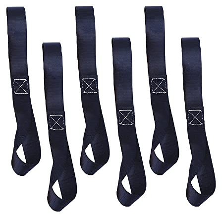 6 Stück Befestigungsschlaufen, 25 x 400 mm, weicher Schlaufen-Spanngurt, robuste Nylon-Spanngurte für ATV, UTV, Motorrad – Schwarz