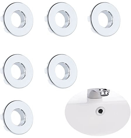 Hayaww 6 Pcs Tapa De Desbordamiento Redonda, Anillo De Desbordamiento Del Lavabo De Reemplazo Cubierta De Rebose Redonda Drenaje Tapa De Desbordamiento, 22-24mm, Para Lavabo Lavabo De BañO BañEra