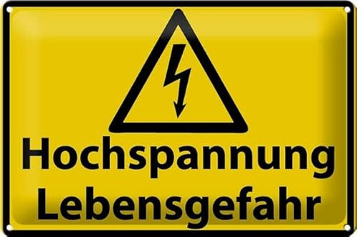 Blechschild 30 x 20 cm Warnschild: Verbotsschild: Vorsicht ! Hochspannung Lebensgefahr ! - DekoNo7