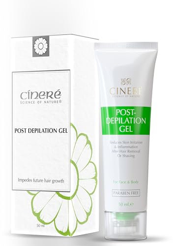 Cinere Post Depilation Gel 50ml | Unisex After Hair Removal Treatment with Tea Tree Oil & Chamomile | Soothing & Hydrating Formula for Waxing, Shaving & Threading | For All Skin Types