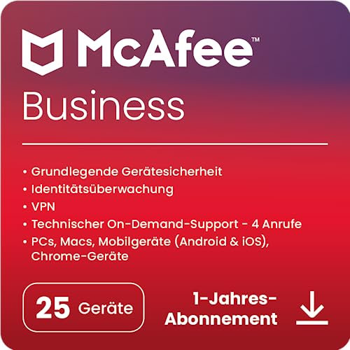 McAfee Security for Business 2024 | 25 Devices | Amazon Exclusive | 25 Geräte | 1 Benutzer | 12 Monate | Aktivierungscode per Email