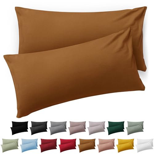 Blumtal Kissenbezug 50 x 70, 2 Stück - Oeko-TEX zert. Kissenbezüge 100% Mikrofaser in extra weich & waschmaschinenfest - Bezug Kissen 50x70 Braun