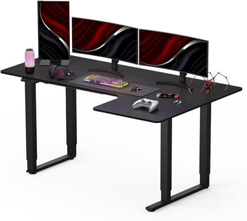 SANODESK QS2 L Shaped +160 * 110cm Dual Motors Standing Desk Height Adjustable Desk with Splice Board Home Office Computer Workstation Electric Sit Stand up Table