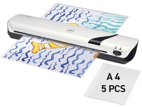 GBC Inspire+ A3-Laminiergerät, inkl. Starter-Set mit 5 Laminierhüllen (2 x 75 Mikron), Für 75 bis 125 mic Laminierfolien bis Format A3, Heiß- und Kaltlaminierung, Weiß (4410032)