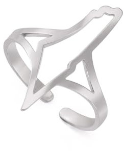 Dreamtimes Israel Palästina Karte Finger Ringe für Frauen Männer Edelstahl Einstellbare Offene Ringe Land Geographie Schmuck Geschenk (Silber-2)