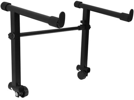 TOYANDONA Height Adjustable Keyboard Stand for Digital Pianos Double Braced Legs Random Accessory Style Black