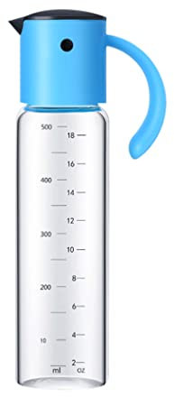 YEKIM Dispenser per olio, dosatore per olio, in vetro, con apertura automatica, antigoccia, con scala, spruzzatore per olio per la cucina, 10 oz, 479,1 g