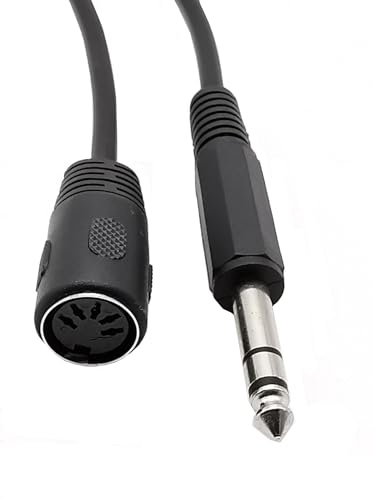 Seadream DIN 5 Pin Female to 6.35mm Male Adapter Cable,6.35mm 1/4 Jack Plug to 5 PIN MIDI DIN Female Socket TRS Stereo Audio Extension Cable for Microphone Sound Output 30cm