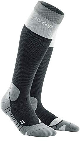 CEP - HIKING LIGHT MERINO SOCKS REDESIGN für Damen | Lange Wandersocken mit aktivierender Kompression | Trekkingsocken für leichte Beine in schwarz | Größe III | M