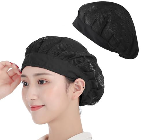 LEEQ Gorro Cocina - 2 PCS Chef Hat Ajustable Catering Hairnet Reutilizable Malla Restaurant Beanie Gorro Cocinero Nets Hat, para Hombre/Mujer (Negro)
