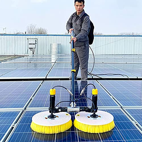 DDZJTPP Solar Panel Cleaning Telescopic Rod, Electric Solar Panel Cleaning Brush 3.5M/5.5M/7.5M Double Disc Automatic Water Sprayer Cleaning Tool, Special Roof Water Brush,3.5m