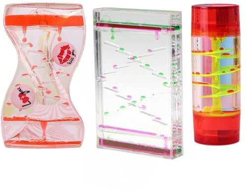 Sablier Deau Minuterie de Gouttes, Minuterie Liquide Jouets Sensoriels, Lampe à Lave Colorés, Motion Bubbler Fidget Jouet de Bureau Relaxants pour Enfants Adolescents Adultes (D-3pcs)