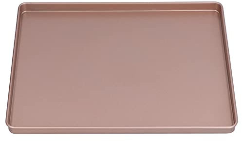 Carbon Steel Cake Pan,Non Stick Baking Tray,Rectangle Pizza Bread Bakeware,Rose Gold Cookie Sheets,Dishwasher Safe