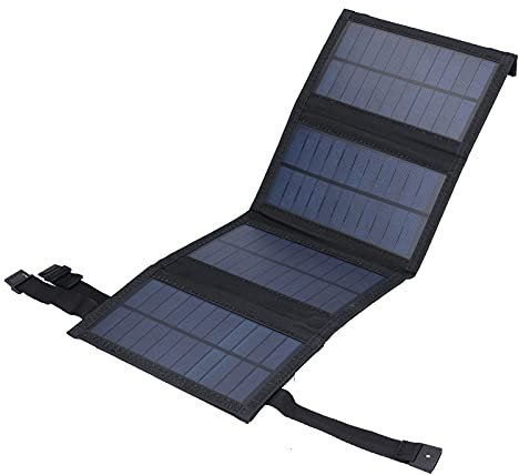Banque D'énergie Solaire, Chargeur Solaire de Panneau Solaire Pliable USB 20 W avec Boucles pour L'extérieur (Black)