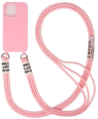 Beajew Silikon Handykette für iPhone X/XS Hülle mit Band,Verstellbarer Halskette Handyhülle, Kratzfest mit Kordel Case Absturzsicherung TPU Cover-Rosa