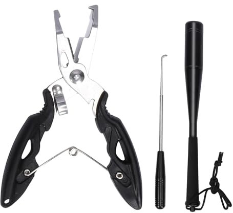 HONMOK 3Pcs Fishing Multi Tools Set with Fishing Priest, Fishing Plier, and Hook Remover Fishing Disgorgers Fish Killer Bat, Stainless Steel Fishing Accessories Set Sea Carp Fishing Tackle Bundle