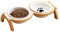 GmeDhc Lot de 2 gamelles pour chat en céramique avec support en bois - Gamelle en céramique - Gamelle pour chat et chien