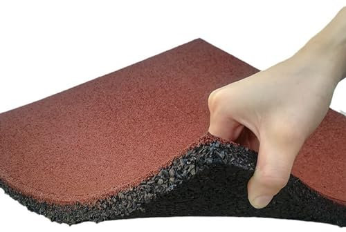FUNEAER Rubber Fall Protection Tiles,Anti-Slip,Shock Absorbent Decking Tiles, Rubber Playground Tiles Outdoor for Walkways,Patios and Playgrounds.(Color:r,Size:50×50×3cm)