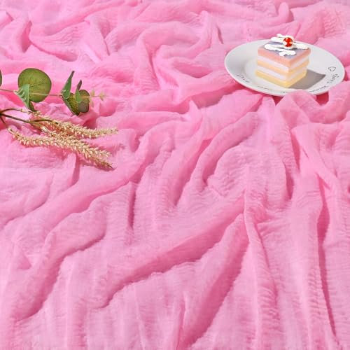 Käsetuch Tischläufer Rosa Seihtuch 80x300 cm, Musselin Tischläufer Modern Tischdeko, Bohemian Gaze Stoff, Rustikal Tischläufer Käsetuch Cheesecloth für Hochzeit, Geburtstag, Taufe,Osterfest