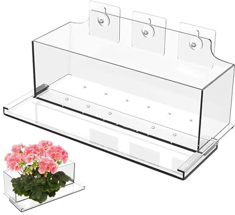 Contenitori per erbe aromatiche – Pianta ringhiera, fioriere per interni | fioriere per piante senza foratura, vasi da fiori in acrilico trasparente, moderno contenitore per fiori con ventose adesivi