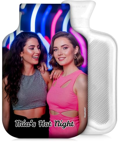 Collage Hot Water Bottle Cover (with Free Bottle) - 2 Litre (Fleece Fabric - Navy Blue, 1 Photo)