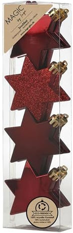 Inge-glas Christbaumschmuck Sterne 6cm Kunststoff 8er Set - matt & glänzend mit Glitzer - bruchsichere Christbaumkugeln für Weihnachtsbaum - Weihnachtskugeln & Weihnachtsbaumschmuck - Morello Cherry