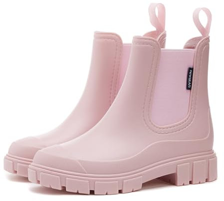 AONEGOLD Stivali Pioggia Donna Impermeabile Antiscivolo Leggere Comode Stivali Gomma Moda Pioggia per Esterni Giardinaggio Boots(Rosa，38 EU)
