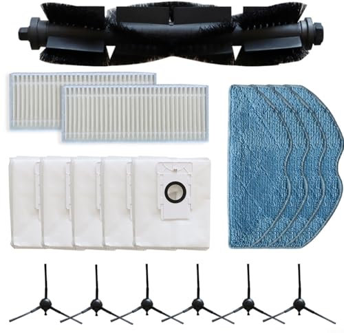 FUANA 18-teiliges Staubsauger-Ersatzteil-Set für 360 für Botslab S8 Plus Roboter-Staubsauger, Zubehör-Sets mit 1 Hauptbürste, 6 Seitenbürsten, 2 Filter, 4 Wischtücher, 5 Staubbeutel