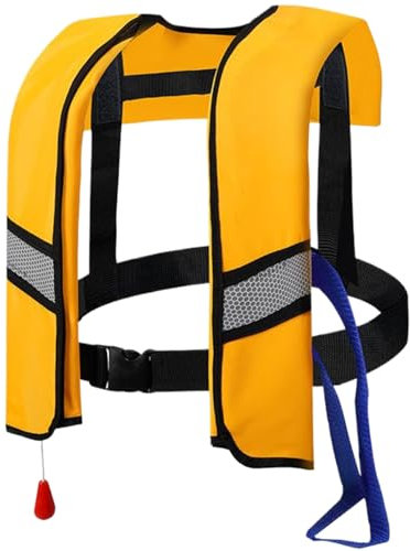 Lamppdcor Automatische, 150n Nylonschwimmweste, Schwimmjacke für Wassersport, gelbe Lebensweste für Erwachsene, Keine Gaszylinder