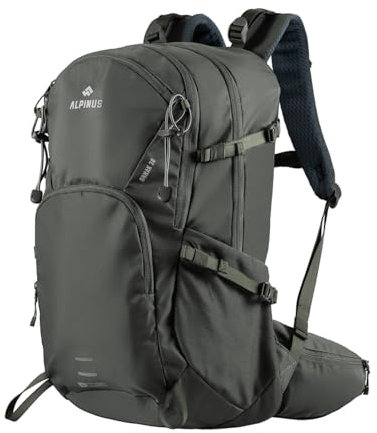 Alpinus Ornak Wanderrucksack 30L Farbe Salbei - Trekkingrucksack für Damen und Herren - Outdoor Rucksack Regenschutz mit Belüftungssystem, Daypack für Wandern Trekking Camping