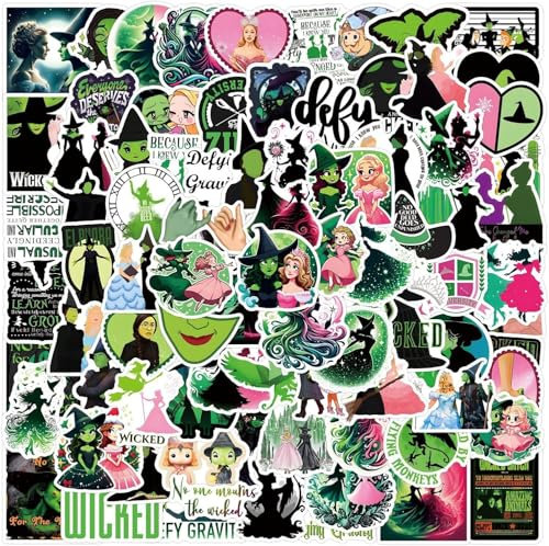 Book Stickers Pack of 110 | Unique Witch Movie Designs | Waterproof Vinyl, Reusable Party Decorations for Halloween, Gifts, Laptops & More | No Duplicates, HD Art
