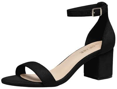 RLEHJN Sandales À Talons Confortables Pour Femme Escarpins One - Mot Boucle Sandals Chaussure D'Été Élégantes Suédine Chaussures D'Été Classiques À Talon Bloc Talons De Cocktail De Mariage Fête Soirée