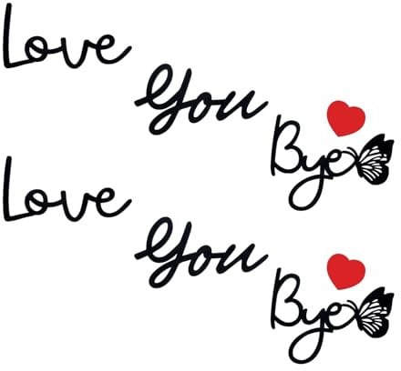 Oruola 2 set Love You Bye Above Door Sign, Love You Bye Sign With Butterflies & Hearts, Wooden Name Signs with Adhesive Dots Express Lover and Warm Family Signs for Office Front Door Bathroom Hallway